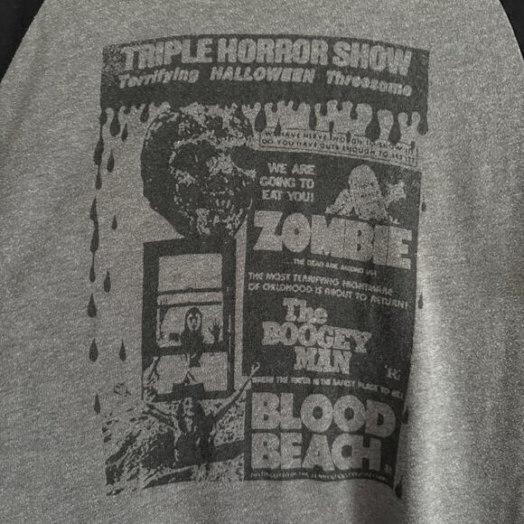 LOCAL BOOGEYMAN | Vintage One-off Raglan Triple Horror Show Tee Shirt | Large - Picture 2 of 5